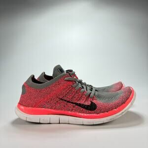 Nike Free 4.0 Flyknit Pink Gray Low Top Lace Up Running Shoes Women's Size 7